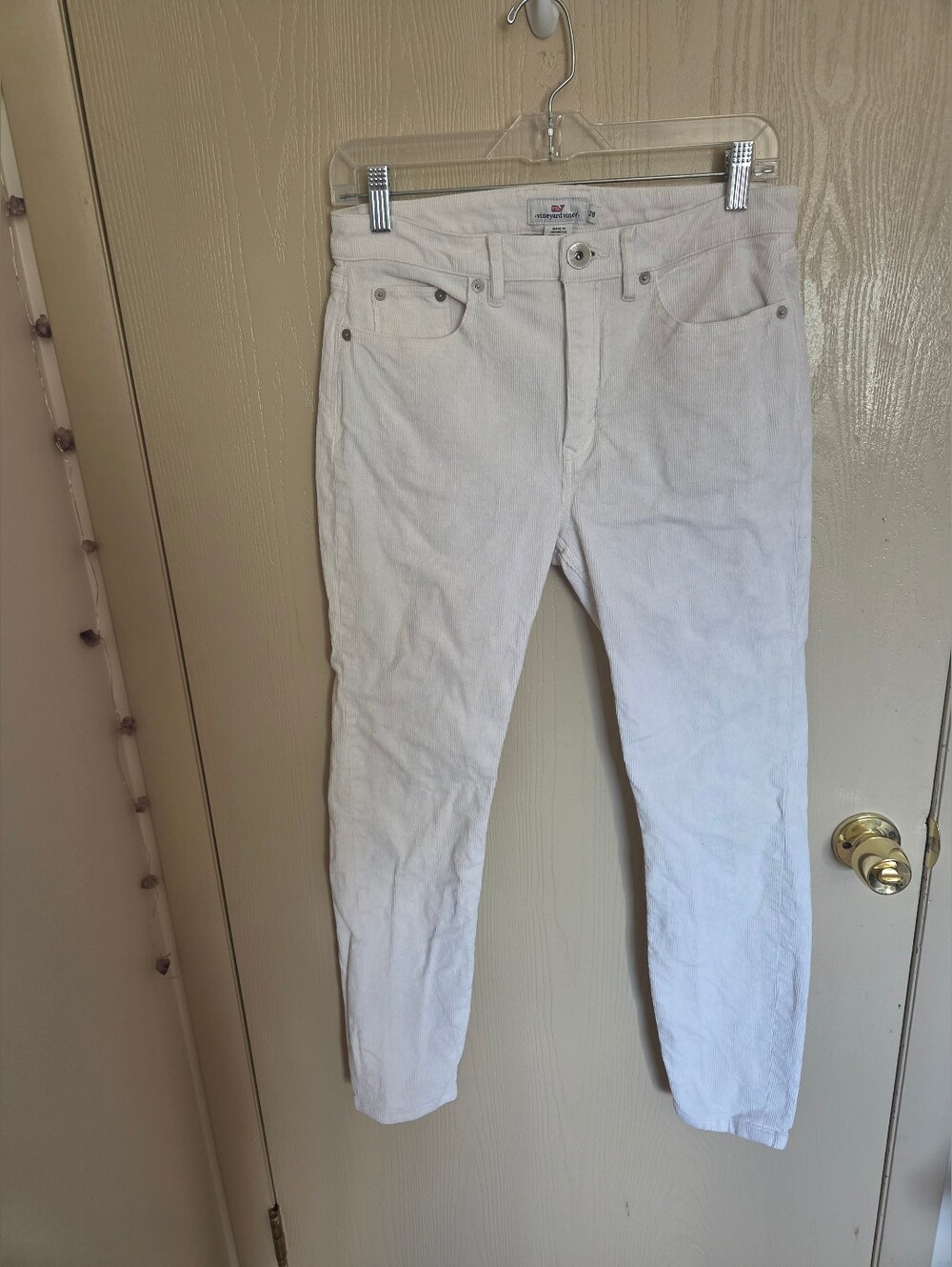 Vineyard Vines Off White High Rise Skinny Curduroy Style Pants Womens 28 Wst